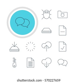 Vector Illustration Of 12 Network Icons. Editable Pack Of Hard Drive Disk, Checked Note, Waiting And Other Elements.