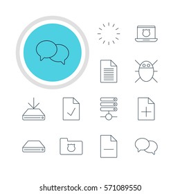 Vector Illustration Of 12 Network Icons. Editable Pack Of Computer Virus, Information Load, Secure Laptop And Other Elements.