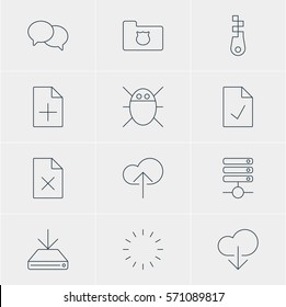 Vector Illustration Of 12 Network Icons. Editable Pack Of Fastener, Talking, Information Load And Other Elements.