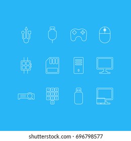 Vector Illustration Of 12 Notebook Icons. Editable Pack Of Presentation, Storage And Other Elements.