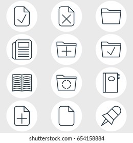 Vector Illustration Of 12 Office Icons. Editable Pack Of Approve, Loading, Done And Other Elements.