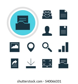 Vector Illustration Of 12 Online Icons. Editable Pack Of Maximize, Bookmark, Account And Other Elements.