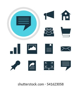 Vector Illustration Of 12 Online Icons. Editable Pack Of Maximize, Chat, House And Other Elements.