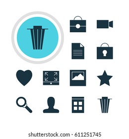 Vector Illustration Of 12 Online Icons. Editable Pack Of Keyhole, Landscape Photo, Love Elements.
