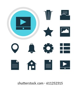 Vector Illustration Of 12 Online Icons. Editable Pack Of Bookmark, List, House And Other Elements.