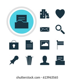 Vector Illustration Of 12 Online Icons. Editable Pack Of Landscape Photo, Magnifier, Account Elements.