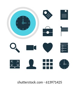 Vector Illustration Of 12 Online Icons. Editable Pack Of Account, Magnifier, Map Marker And Other Elements.