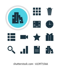 Vector Illustration Of 12 Online Icons. Editable Pack Of Grid, Gift, Maximize And Other Elements.