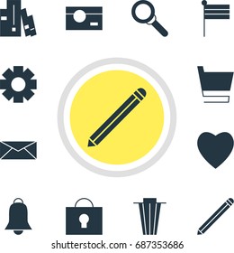 Vector Illustration Of 12 Online Icons. Editable Pack Of Bookshelf, Map Marker, Capture And Other Elements.