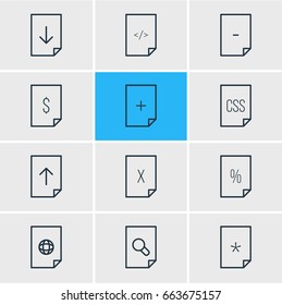 Vector Illustration Of 12 Page Icons. Editable Pack Of Search, Munus, Style And Other Elements.