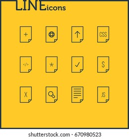 Vector Illustration Of 12 Page Icons. Editable Pack Of Done, Download, Internet And Other Elements.