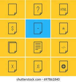Vector Illustration Of 12 Page Icons. Editable Pack Of Internet, Document, Munus And Other Elements.