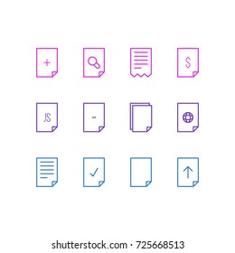 Vector Illustration Of 12 Page Icons. Editable Pack Of Document, Done, Internet And Other Elements.