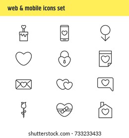 Vector Illustration Of 12 Passion Icons. Editable Pack Of Male, Soul, Lock And Other Elements.