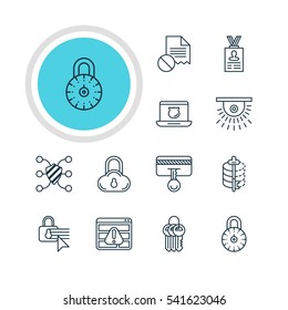 Vector Illustration Of 12 Privacy Icons. Editable Pack Of Confidentiality Options, Safeguard, Data Security And Other Elements.