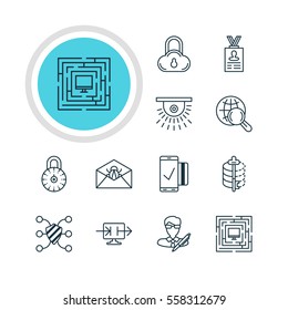 Vector Illustration Of 12 Privacy Icons. Editable Pack Of Easy Payment, Safeguard, Safe Storage And Other Elements.
