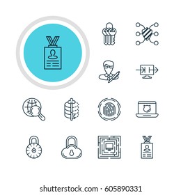 Vector Illustration Of 12 Privacy Icons. Editable Pack Of Safe Storage, Send Information, System Security And Other Elements.