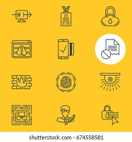 Vector Illustration Of 12 Privacy Icons. Editable Pack Of Safe Storage, Account Data, Copyright And Other Elements.