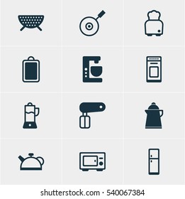 Vector Illustration Of 12 Restaurant Icons. Editable Pack Of Tea, Bread, Whisk And Other Elements.