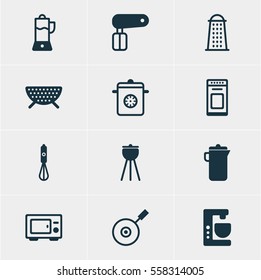 Vector Illustration Of 12 Restaurant Icons. Editable Pack Of Whisk, Steamer, Barbecue And Other Elements.