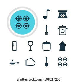Vector Illustration Of 12 Restaurant Icons. Editable Pack Of Tea, Wine, Steamer And Other Elements.