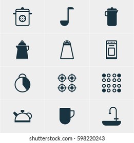 Vector Illustration Of 12 Restaurant Icons. Editable Pack Of Tea Cup, Tea, Furnace And Other Elements.
