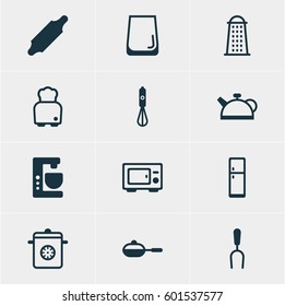 Vector Illustration Of 12 Restaurant Icons. Editable Pack Of Bread, Slicer, Steamer And Other Elements.