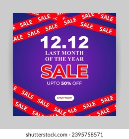 Vector illustration of 12 12 Sale social media feed template