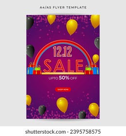 Vector illustration of 12 12 Sale social media feed template