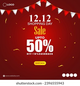Vector illustration of 12 12 Sale social media feed template