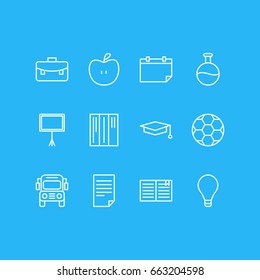Vector Illustration Of 12 Science Icons. Editable Pack Of Football, Portfolio, Fruit And Other Elements.