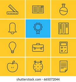 Vector Illustration Of 12 Science Icons. Editable Pack Of Paper, Portfolio, Jingle And Other Elements.