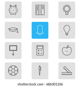 Vector Illustration Of 12 Science Icons. Editable Pack Of Write Table, Football, Jingle And Other Elements.