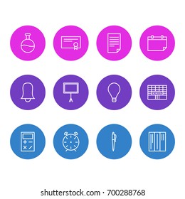 Vector Illustration Of 12 Science Icons. Editable Pack Of Bulb, Clock, Tube And Other Elements.