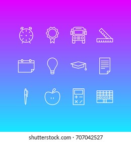 Vector Illustration Of 12 Science Icons. Editable Pack Of Bulb, Date, Trophy And Other Elements.