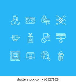 Vector Illustration Of 12 Security Icons. Editable Pack Of System Security, Safeguard, Internet Surfing And Other Elements.