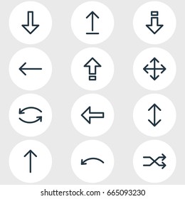 Vector Illustration Of 12 Sign Icons. Editable Pack Of Left, Upwards, Direction And Other Elements.