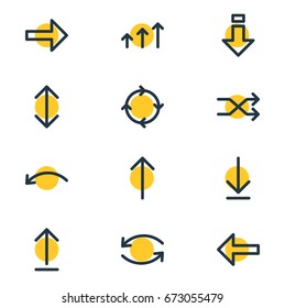 Vector Illustration Of 12 Sign Icons. Editable Pack Of Exchange, Direction, Update And Other Elements.