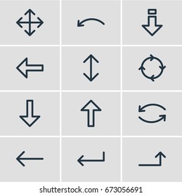 Vector Illustration Of 12 Sign Icons. Editable Pack Of Widen, Exchange, Turn And Other Elements.