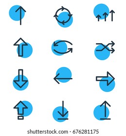 Vector Illustration Of 12 Sign Icons. Editable Pack Of Shrift, Up, Submit And Other Elements.