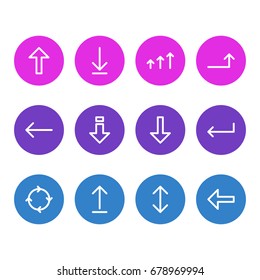 Vector Illustration Of 12 Sign Icons. Editable Pack Of Direction, Download, Increase And Other Elements.