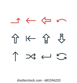 Vector Illustration Of 12 Sign Icons. Editable Pack Of Upwards, Up, Turn And Other Elements.