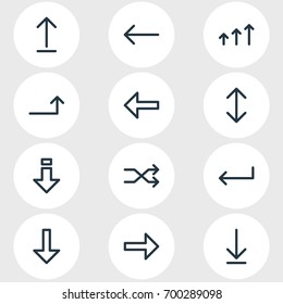 Vector Illustration Of 12 Sign Icons. Editable Pack Of Download, Direction, Exchange And Other Elements.
