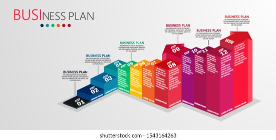 Vector illustration of 12 steps to success with goals, can be used for infographic, diagrams, design.