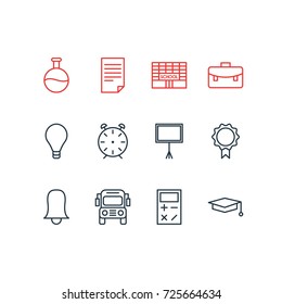Vector Illustration Of 12 Studies Icons. Editable Pack Of Cap, Trophy, Jingle And Other Elements.