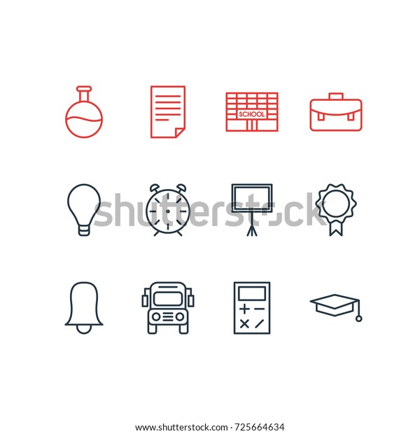 Vector Illustration Of 12\
Studies Icons. Editable Pack Of Cap, Trophy, Jingle And Other\
Elements.