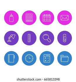 Vector Illustration Of 12 Tools Icons. Editable Pack Of Watch, Meter, Textbook And Other Elements.
