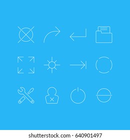 Vector Illustration Of 12 UI Icons. Editable Pack Of Cancel, Accsess, Switch Off And Other Elements.