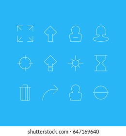 Vector Illustration Of 12 UI Icons. Editable Pack Of Wide Monitor, Garbage, Screen Capture And Other Elements.