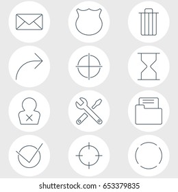 Vector Illustration Of 12 UI Icons. Editable Pack Of Guard, Garbage, Screen Capture And Other Elements.